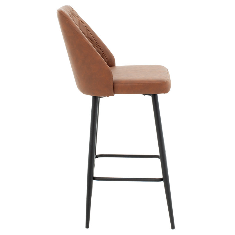 Bar stool Inflame pakoworld PU tan brown-metal black