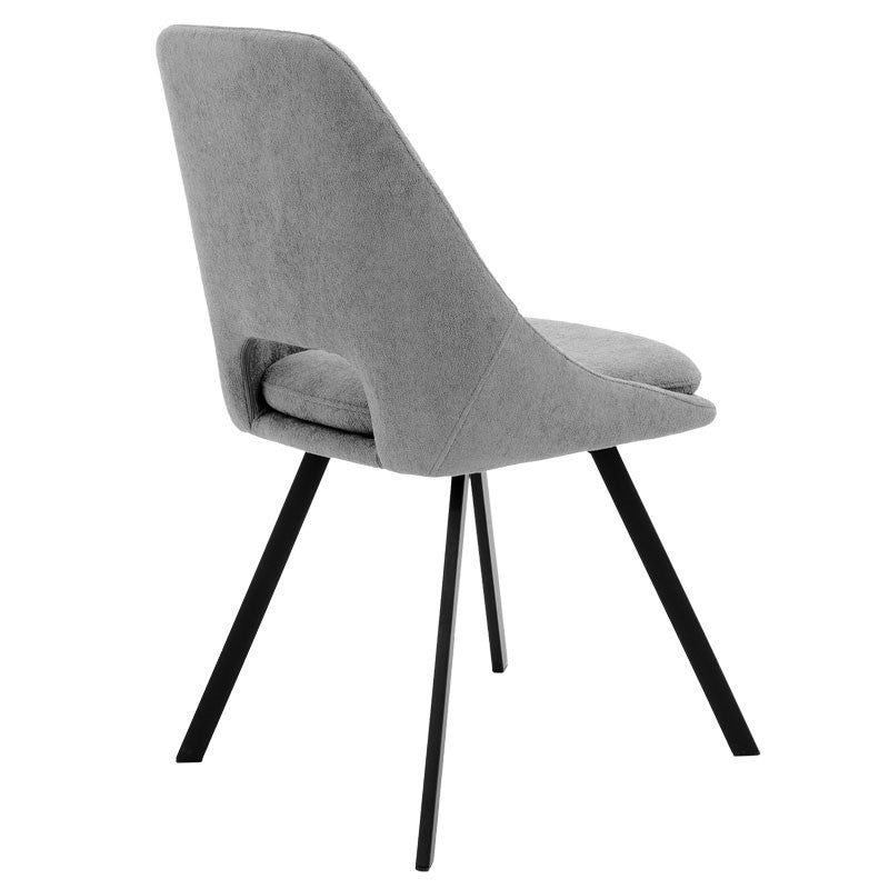 Chair Initiate pakoworld teddy fabric grey-black metal leg 48x57x85cm