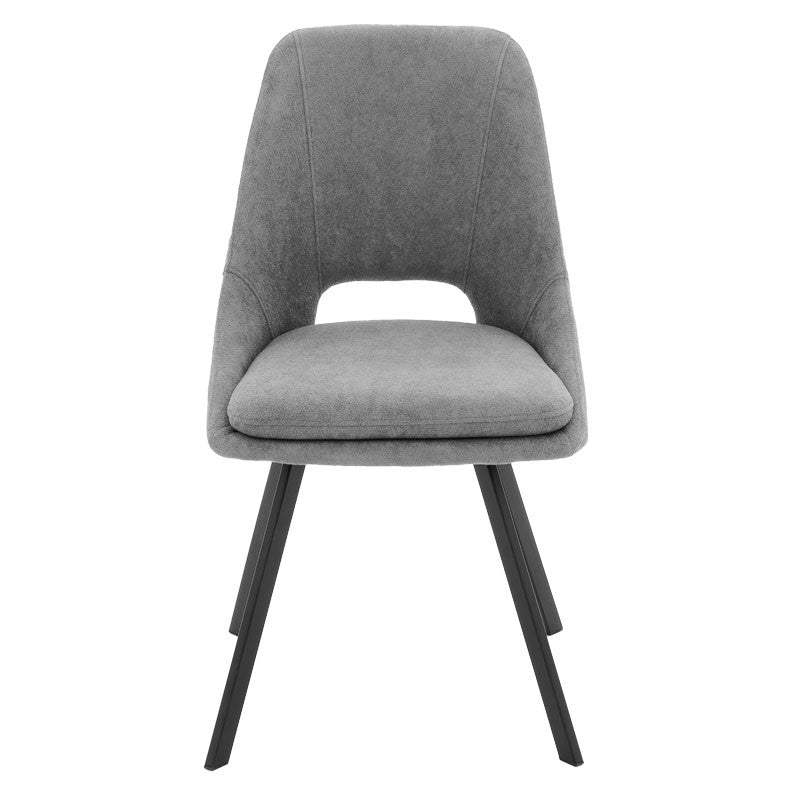 Chair Initiate pakoworld teddy fabric grey-black metal leg 48x57x85cm