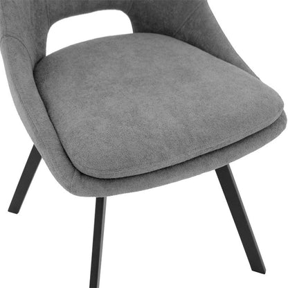 Chair Initiate pakoworld teddy fabric grey-black metal leg 48x57x85cm