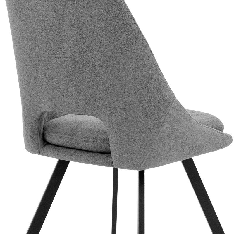 Chair Initiate pakoworld teddy fabric grey-black metal leg 48x57x85cm