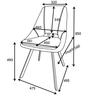 Chair Initiate fabric grey-black metal leg 48x57x85cm
