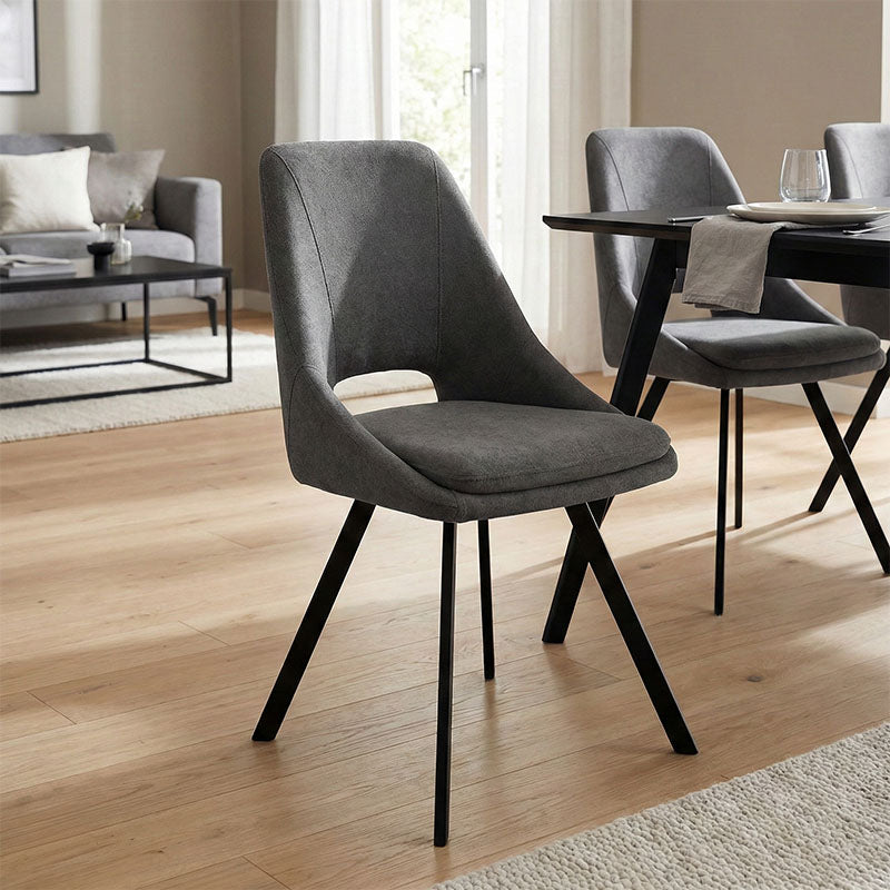 Chair Initiate fabric dark grey-black metal leg 48x57x85cm
