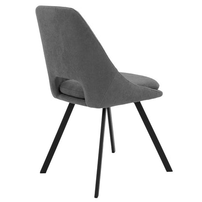 Chair Initiate pakoworld teddy fabric dark grey-black metal leg 48x57x85cm