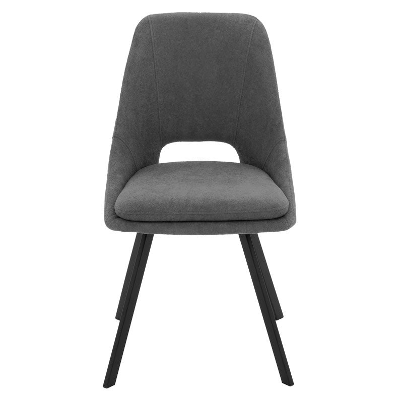 Chair Initiate pakoworld teddy fabric dark grey-black metal leg 48x57x85cm