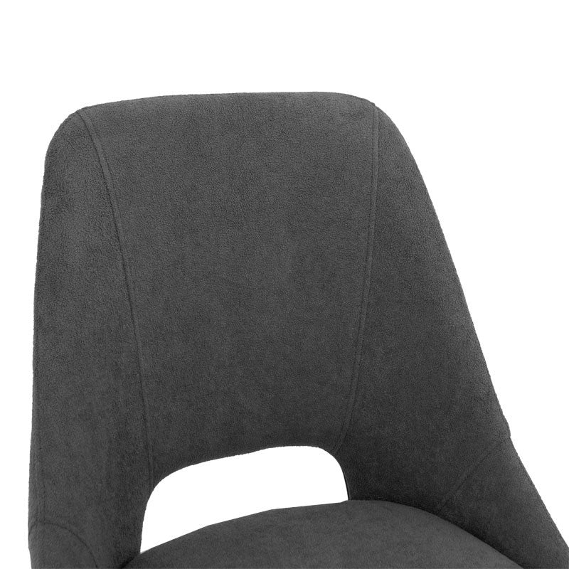 Chair Initiate pakoworld teddy fabric dark grey-black metal leg 48x57x85cm