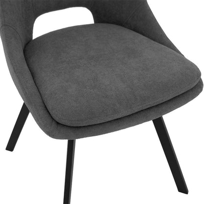 Chair Initiate pakoworld teddy fabric dark grey-black metal leg 48x57x85cm