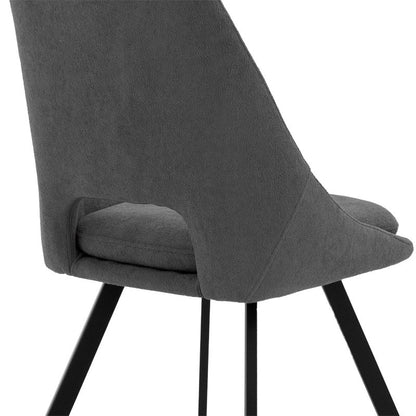 Chair Initiate pakoworld teddy fabric dark grey-black metal leg 48x57x85cm