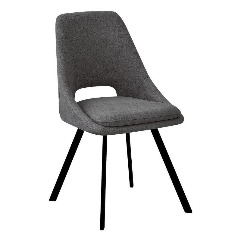 Chair Initiate pakoworld teddy fabric dark grey-black metal leg 48x57x85cm