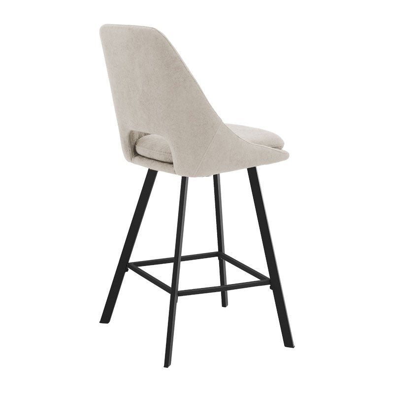 Bar stool Initiate pakoworld cream teddy fabric-leg black metal 48x56x98cm