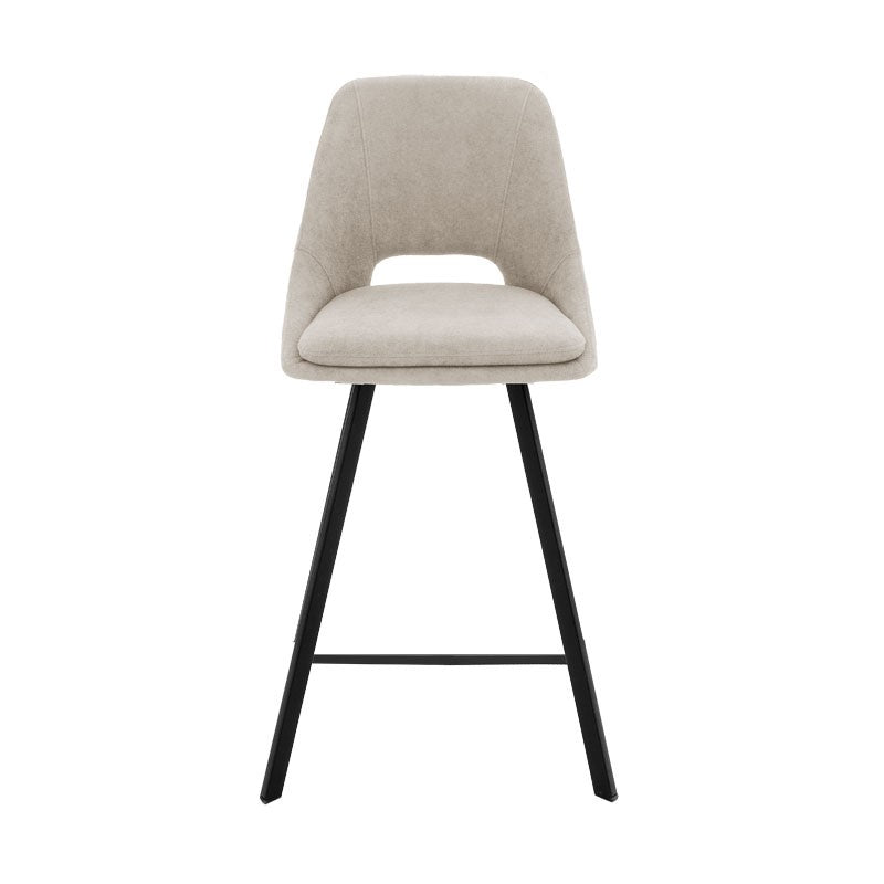 Bar stool Initiate pakoworld cream teddy fabric-leg black metal 48x56x98cm