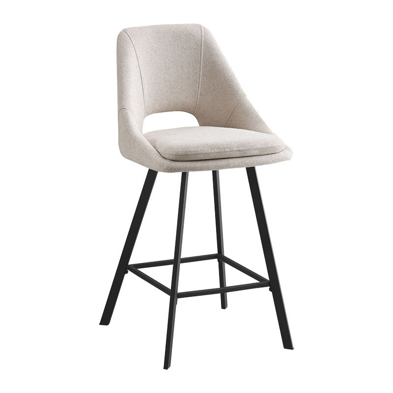 Bar stool Initiate pakoworld cream teddy fabric-leg black metal 48x56x98cm