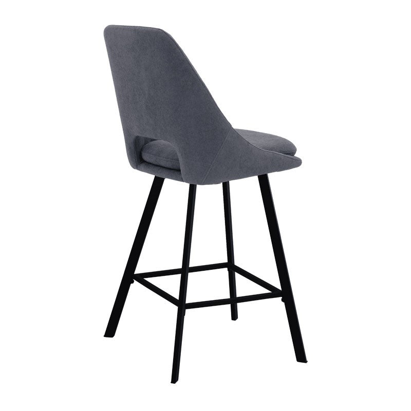 Bar stool Initiate pakoworld teddy fabric dark grey-black metal leg 48x56x98cm