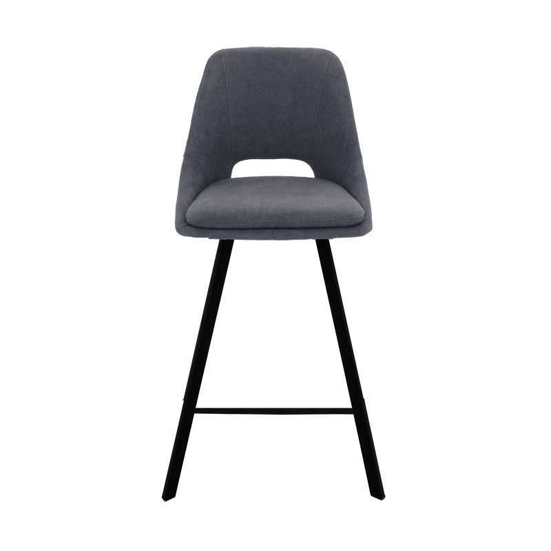 Bar stool Initiate pakoworld teddy fabric dark grey-black metal leg 48x56x98cm
