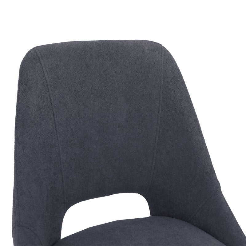 Bar stool Initiate pakoworld teddy fabric dark grey-black metal leg 48x56x98cm