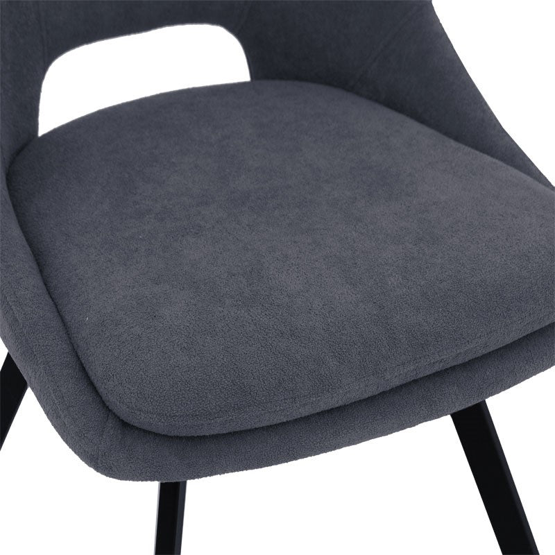 Bar stool Initiate pakoworld teddy fabric dark grey-black metal leg 48x56x98cm