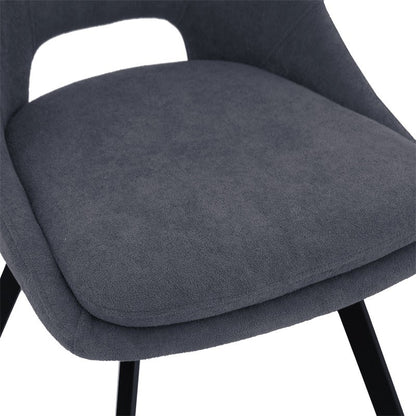 Bar stool Initiate pakoworld teddy fabric dark grey-black metal leg 48x56x98cm