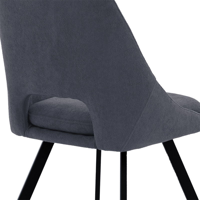 Bar stool Initiate pakoworld teddy fabric dark grey-black metal leg 48x56x98cm