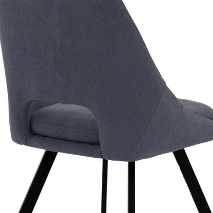 Bar stool Initiate pakoworld teddy fabric dark grey-black metal leg 48x56x98cm