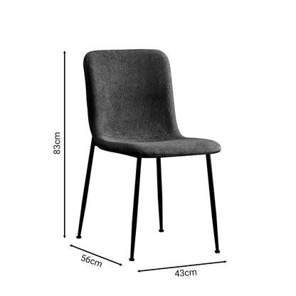 Gratify pakoworld chair anthracite bouclé fabric-leg black metal 43x56x83cm