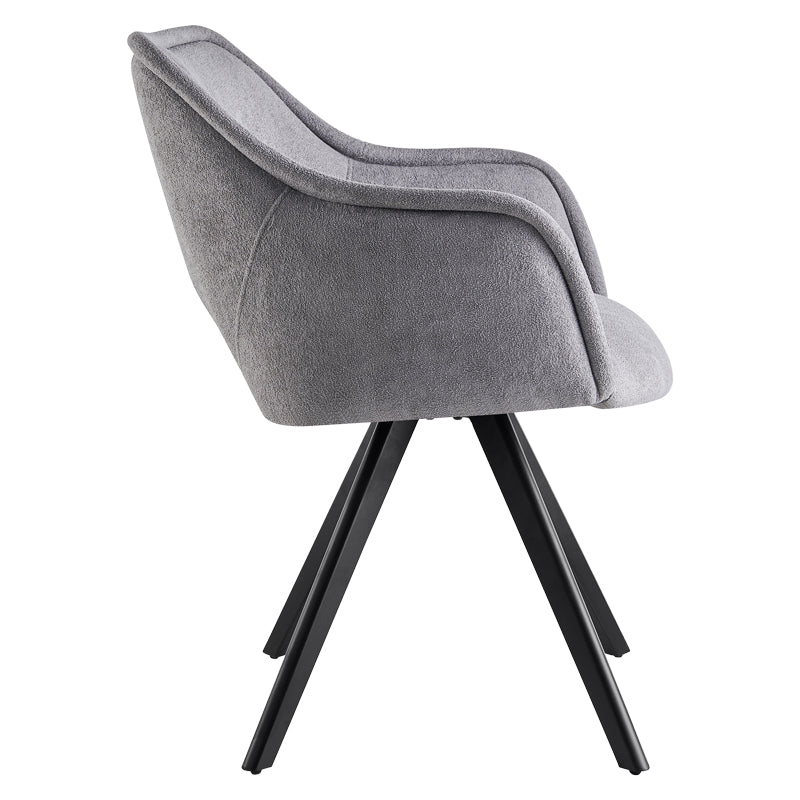 Rotating armchair Soreyia pakoworld light grey fabric-black metal leg 63x59x83cm