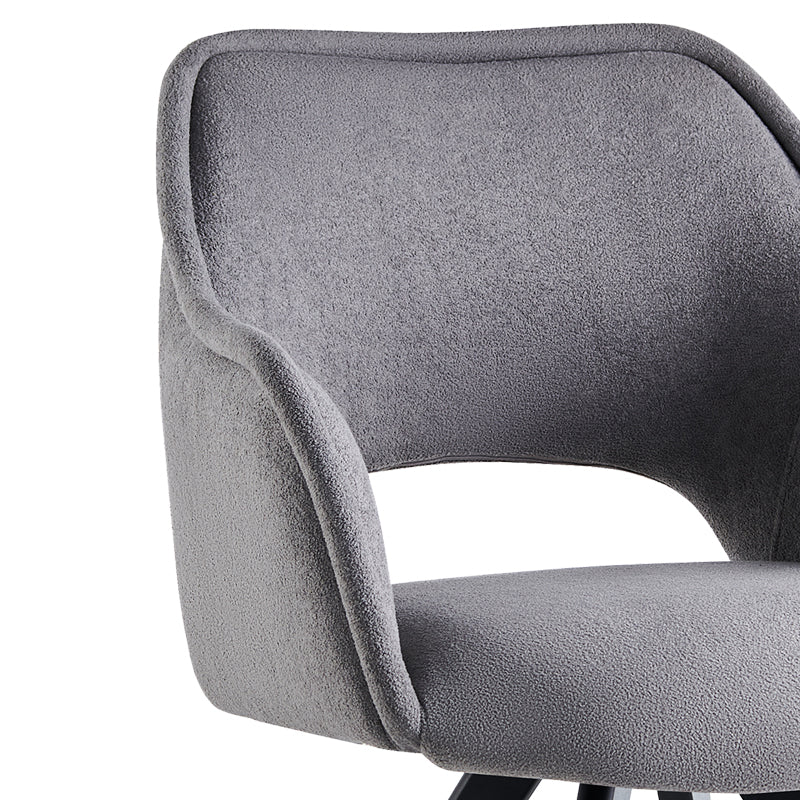 Rotating armchair Soreyia pakoworld light grey fabric-black metal leg 63x59x83cm