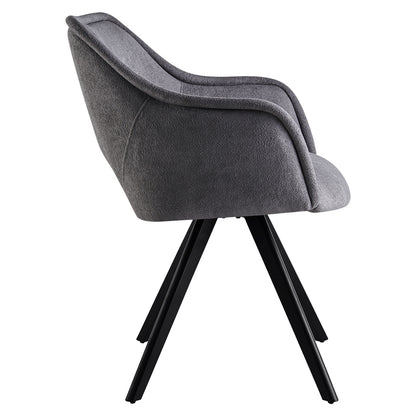 Rotating armchair Soreyia pakoworld dark grey fabric-black metal leg 63x59x83cm