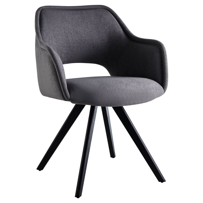 Rotating armchair Soreyia pakoworld dark grey fabric-black metal leg 63x59x83cm