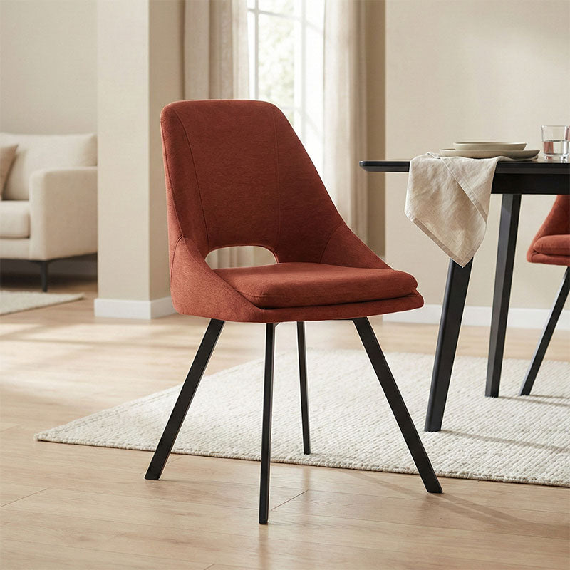 Chair Initiate fabric terracotta-black metal leg 48x57x85cm