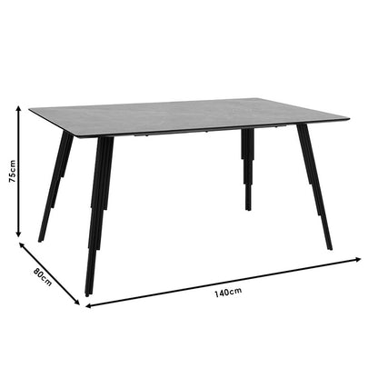 Dining table Lifo pakoworld MDF dark grey cement-black 140x80x75εκ