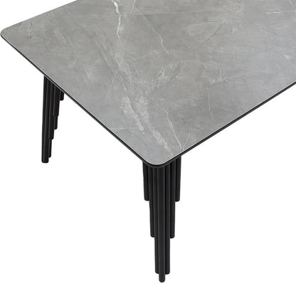 Coffee table Lifo pakoworld MDF dark grey cement-black 120x60x45εκ