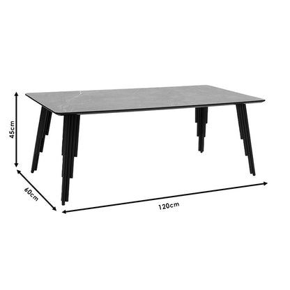 Coffee table Lifo pakoworld MDF dark grey cement-black 120x60x45εκ