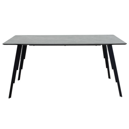 Dining table Lifo pakoworld MDF dark grey cement-black 160x90x75εκ