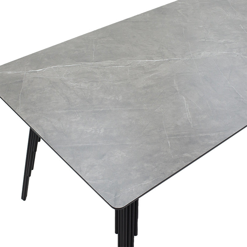 Dining table Lifo pakoworld MDF dark grey cement-black 160x90x75εκ