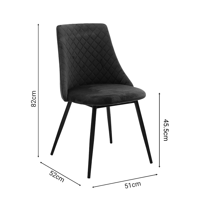 Chair Giselle pakoworld black velvet-black leg