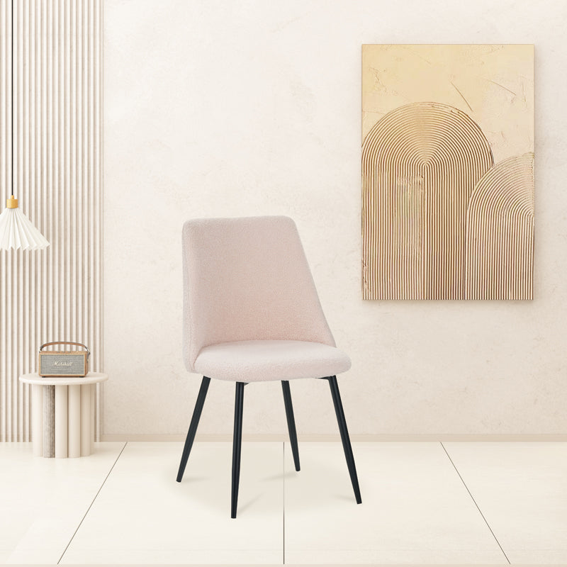 Giselle chair pakoworld bouclé fabric in beige shade 51x52x82cm