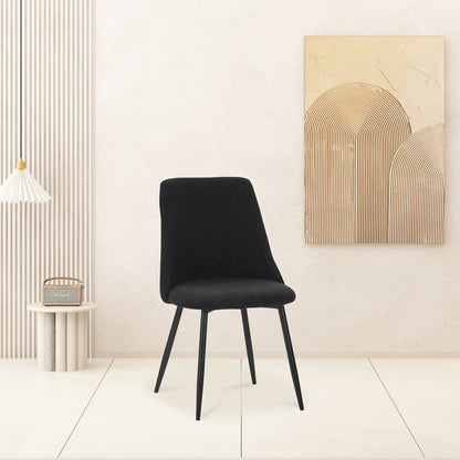 Giselle chair pakoworld bouclé fabric in black shade 51x52x82cm