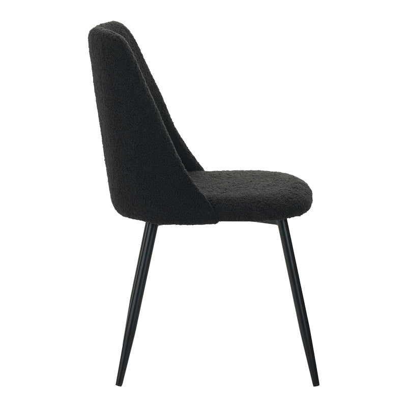 Giselle chair pakoworld bouclé fabric in black shade 51x52x82cm