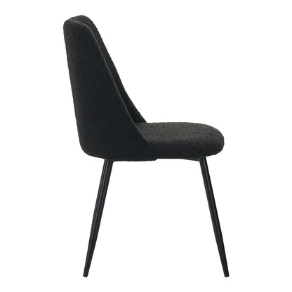 Giselle chair pakoworld bouclé fabric in black shade 51x52x82cm