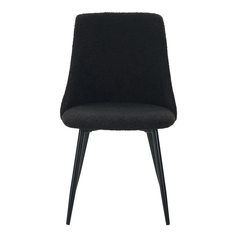 Giselle chair pakoworld bouclé fabric in black shade 51x52x82cm