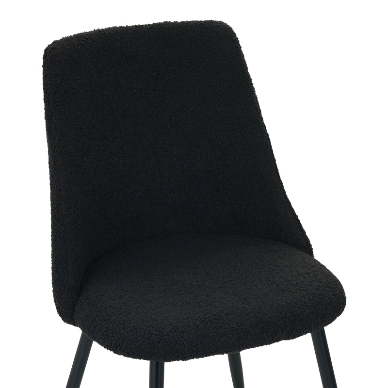 Giselle chair pakoworld bouclé fabric in black shade 51x52x82cm