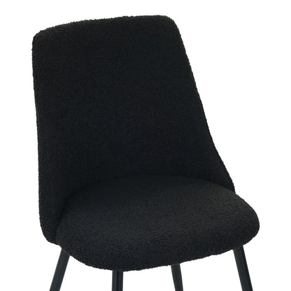 Giselle chair pakoworld bouclé fabric in black shade 51x52x82cm
