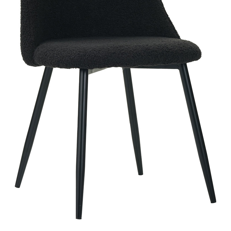 Giselle chair pakoworld bouclé fabric in black shade 51x52x82cm