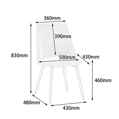 Giselle chair pakoworld bouclé fabric in black shade 51x52x82cm