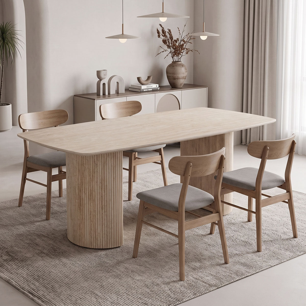 Loosir table mdf-sandstone in travertine look 180x90x74cm