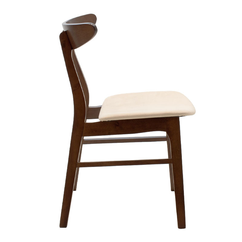 Chair Orlean pakoworld beige fabric-walnut rubberwood leg