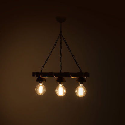 Ceiling light PWL-0107 pakoworld Ε27 in walnut-black color 50x8,5x59,5cm