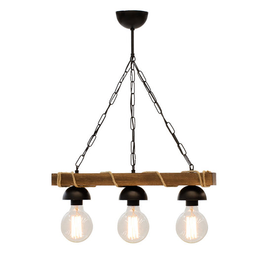 Ceiling light PWL-0107 pakoworld Ε27 in walnut-black color 50x8,5x59,5cm