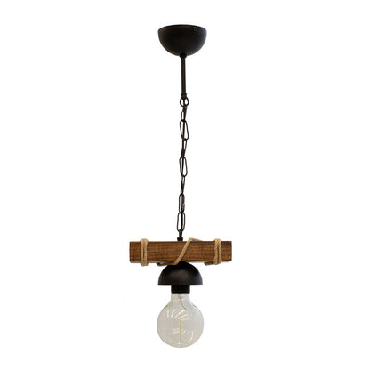 Ceiling light PWL-0107 pakoworld Ε27 in walnut-black color 20x8,5x52,5cm