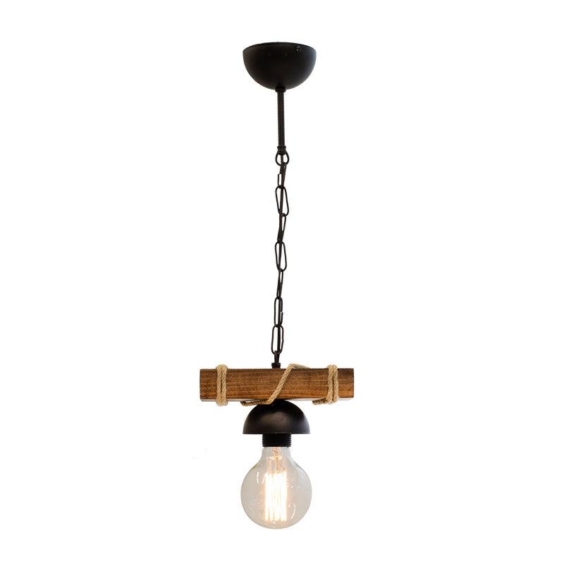 Ceiling light PWL-0107 pakoworld Ε27 in walnut-black color 20x8,5x52,5cm